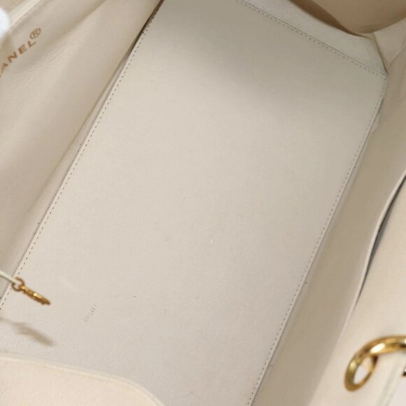 CHANEL Matelasse COCO Mark Chain Tote Bag Calf Skin Vanilla Gold CC Auth yk18012 - Picture 8 of 16